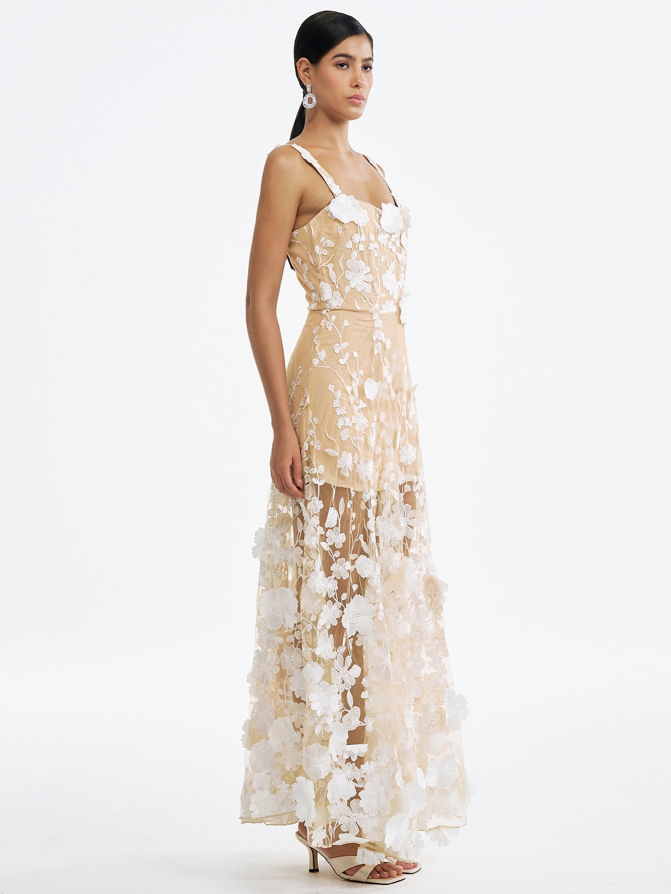 Floral Embroidered Tulle Maxi Dress - Ethereal & Romantic