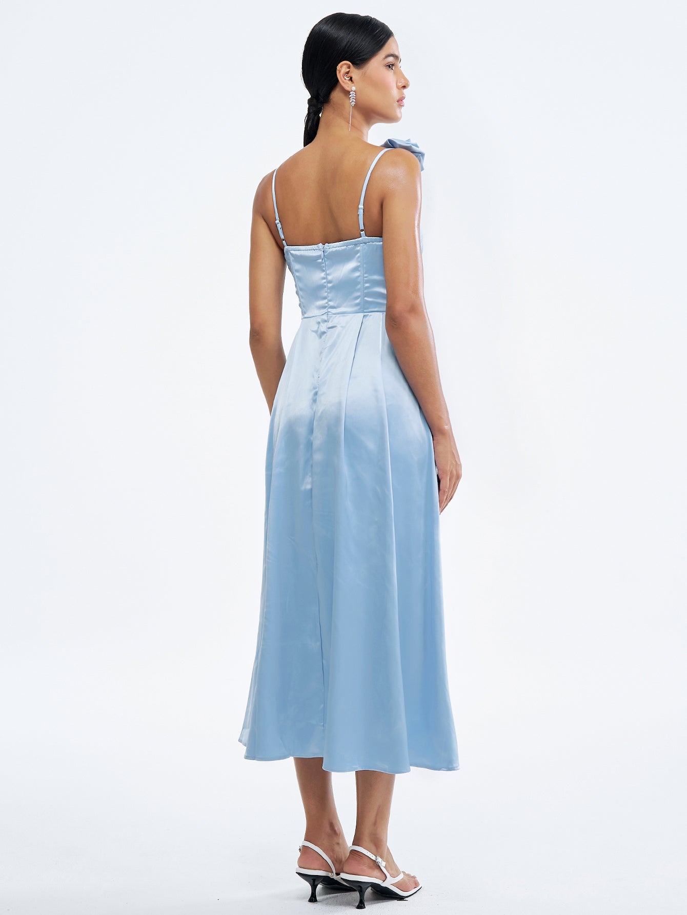 Spaghetti Strap Corset Cocktail Midi Dress