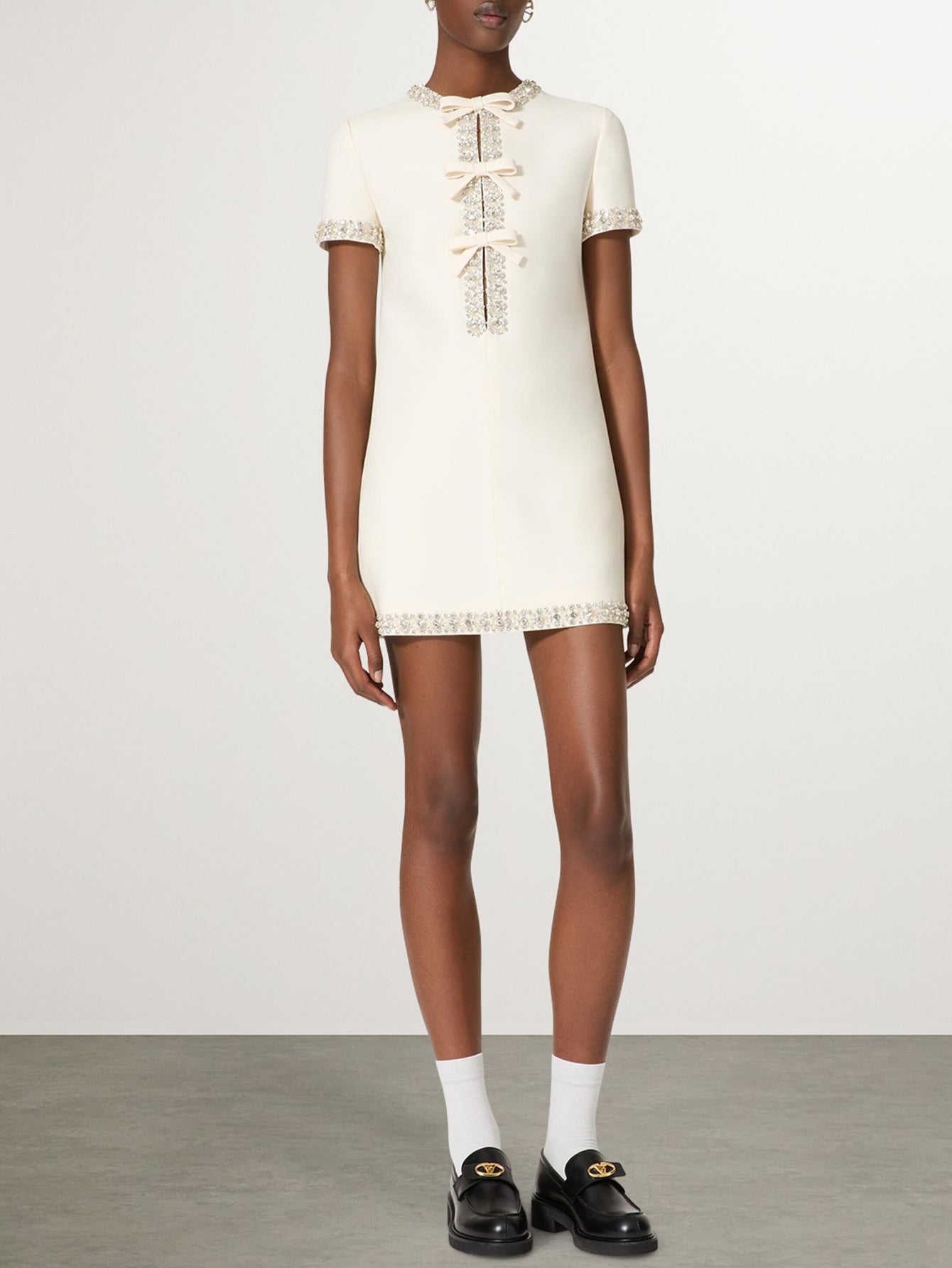 Embellished Mint Wool-Crepe Mini Dress