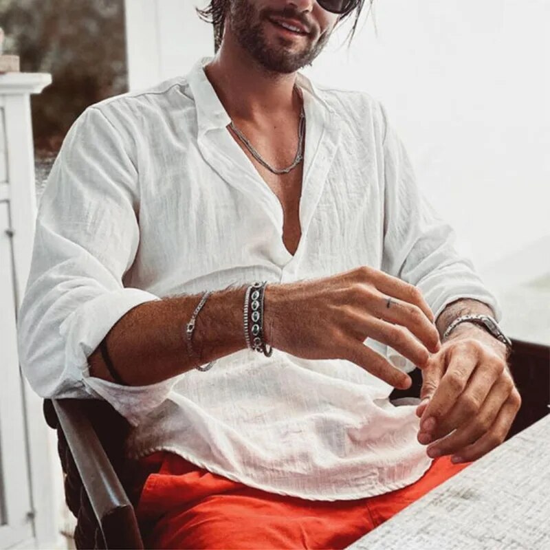 GIORGIO-SANTUCCI™ BREEZY LINEN SHIRT