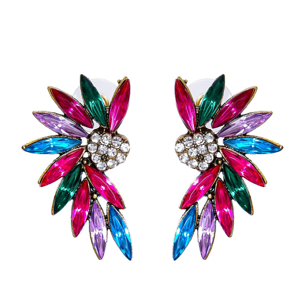Dazzling Zirconia Heart Wing Earrings - A Touch of Glamour for Any Occasion