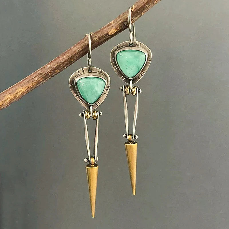 Captivating Boho Earrings Featuring Vibrant Green Resin Stones