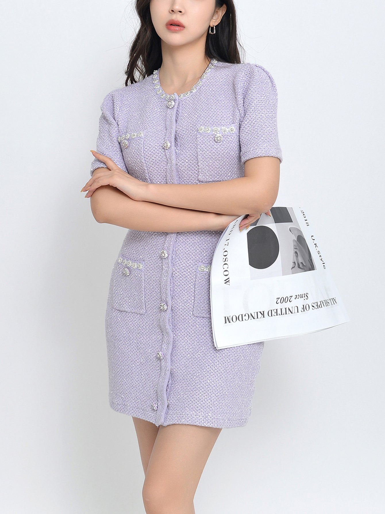 Elegant Vintage Tweed Mini Dress