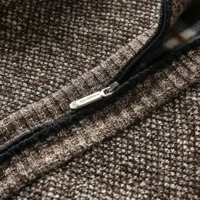 Harrison Plaid-Lined Knit Jacket