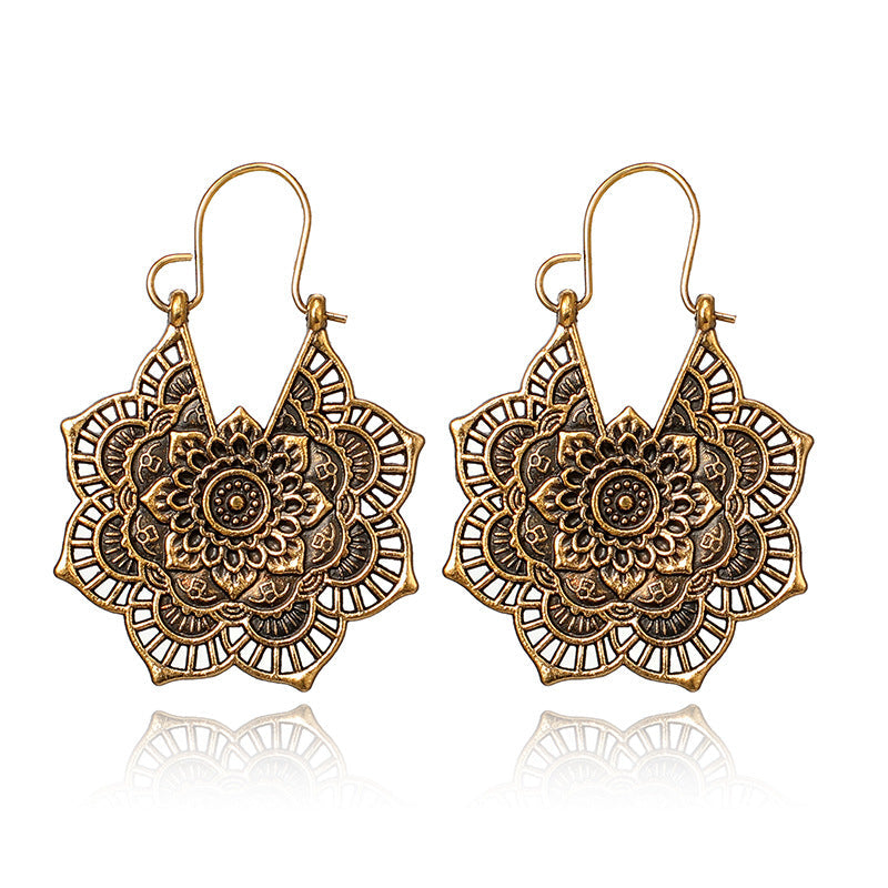 Chic Lotus Mandala Earrings - Infuse Your Look with Serenity and Style