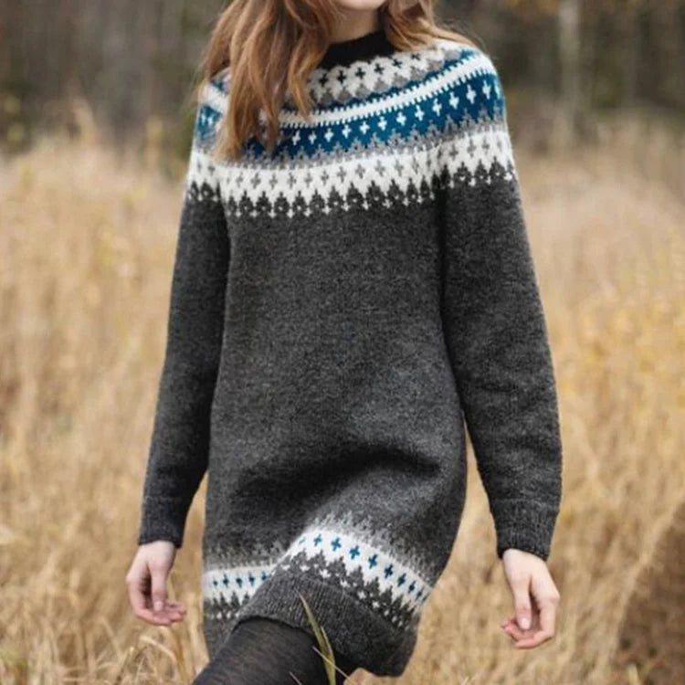 Albertina - Printed Midi Long Sleeve Sweater