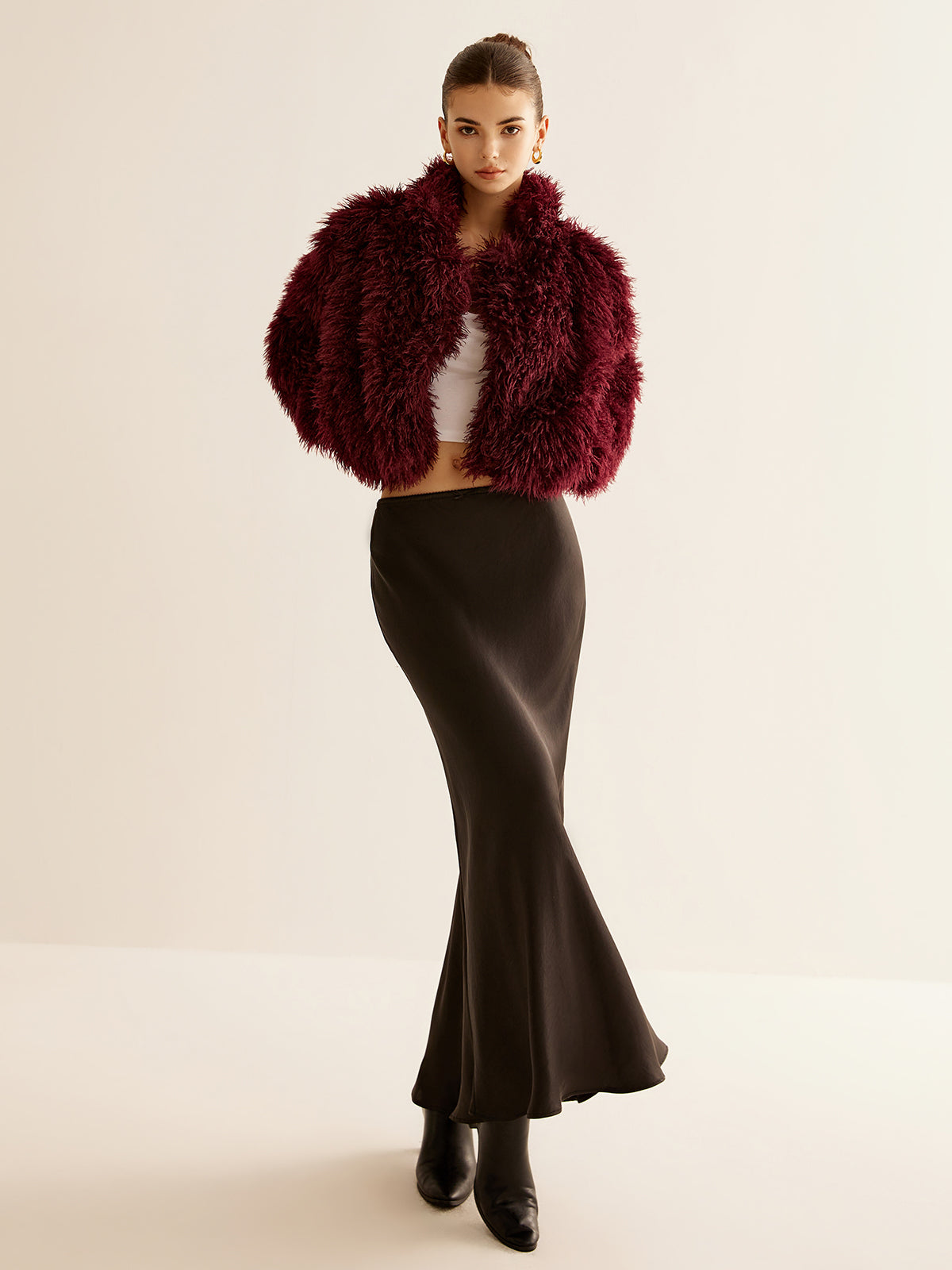 Crop Faux Fur Coat