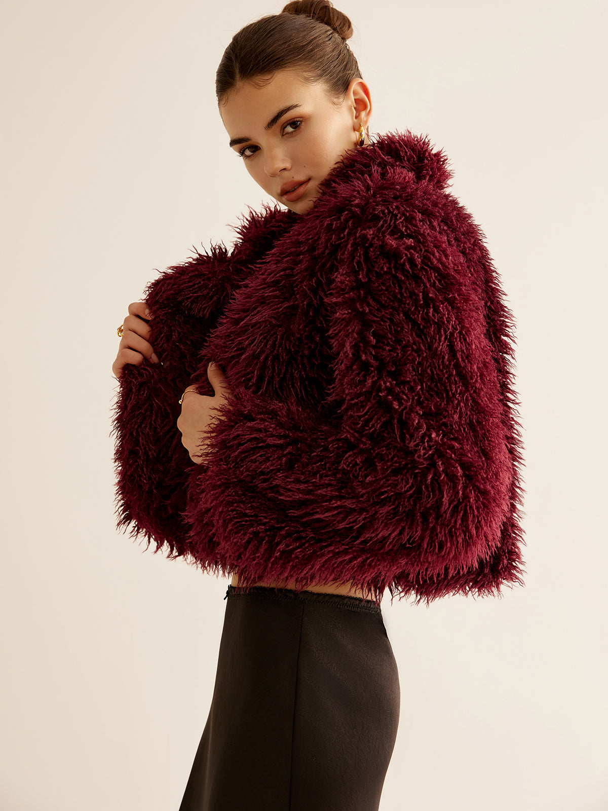 Crop Faux Fur Coat