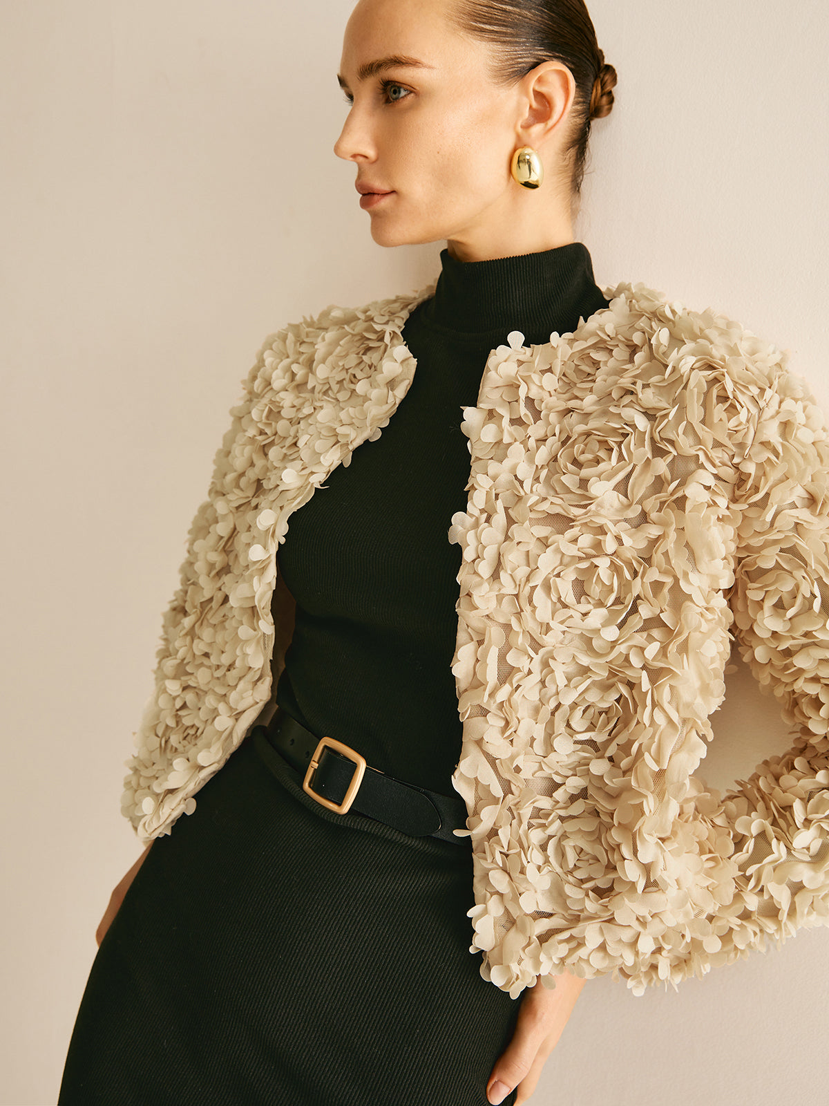 Flower Crew Neck Blazer