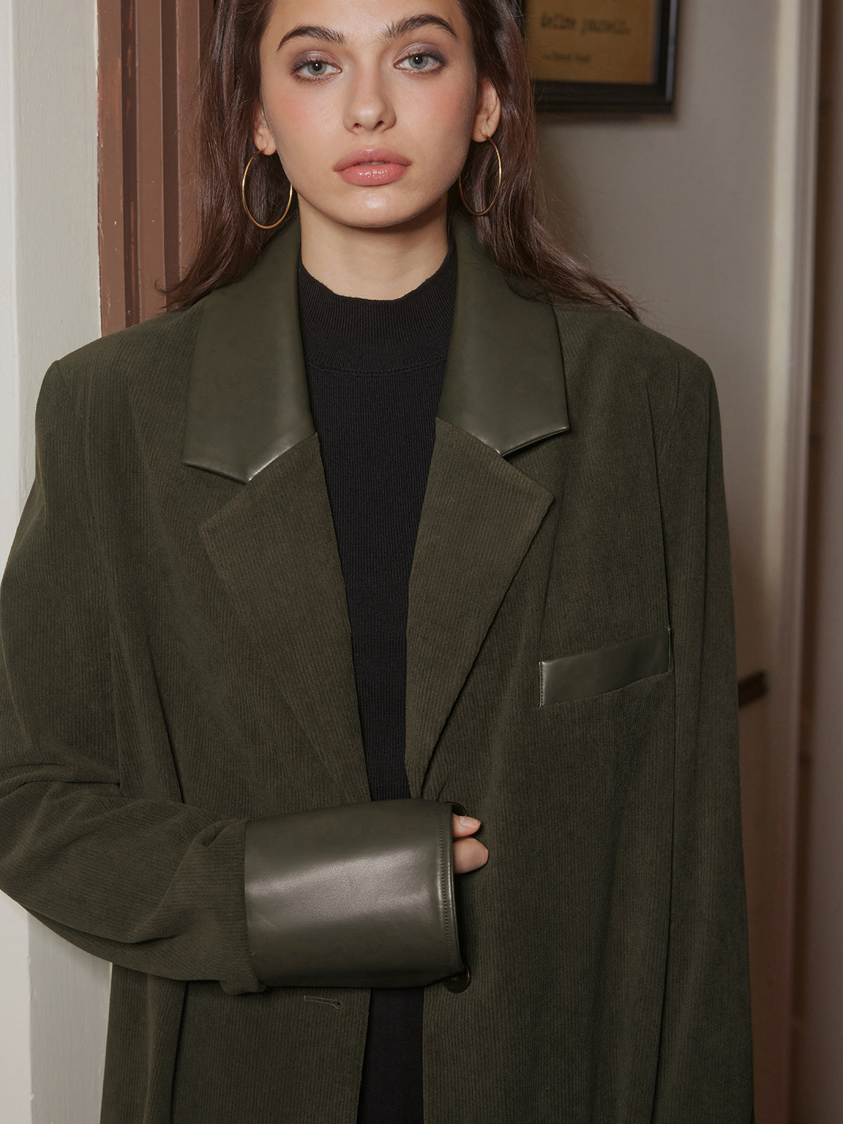 Shoulder Pads Corduroy Panel Blazer