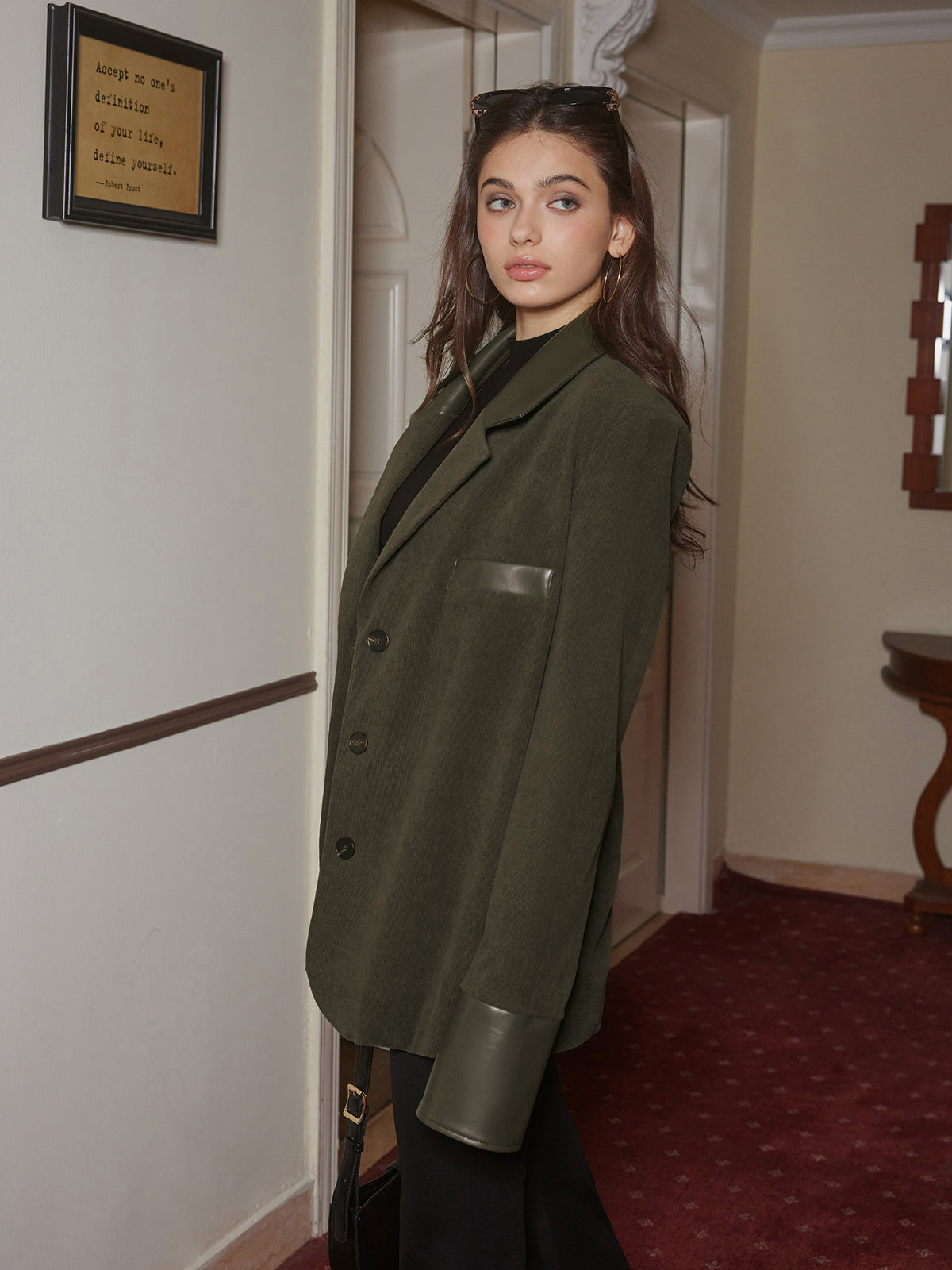 Shoulder Pads Corduroy Panel Blazer
