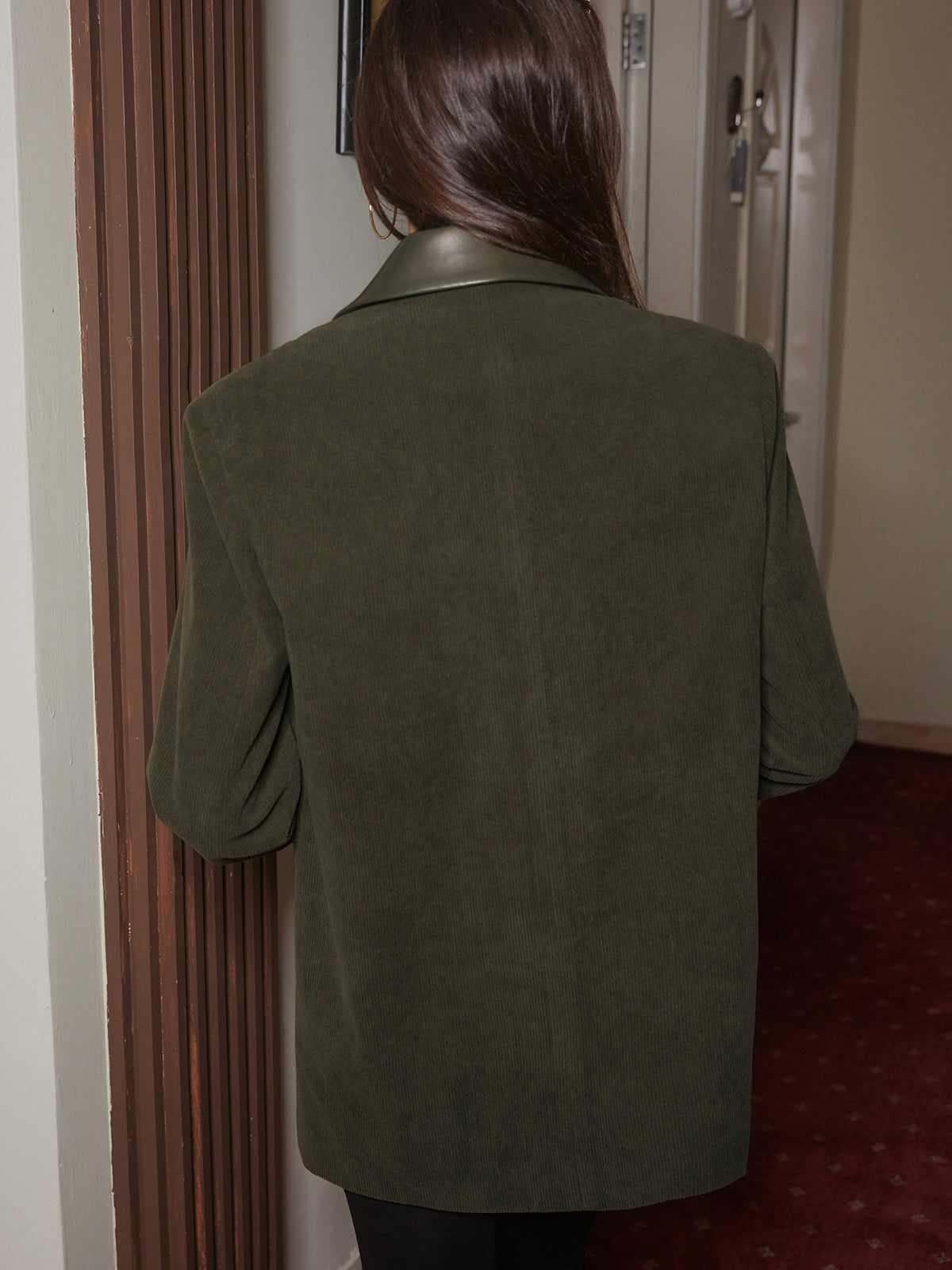 Shoulder Pads Corduroy Panel Blazer