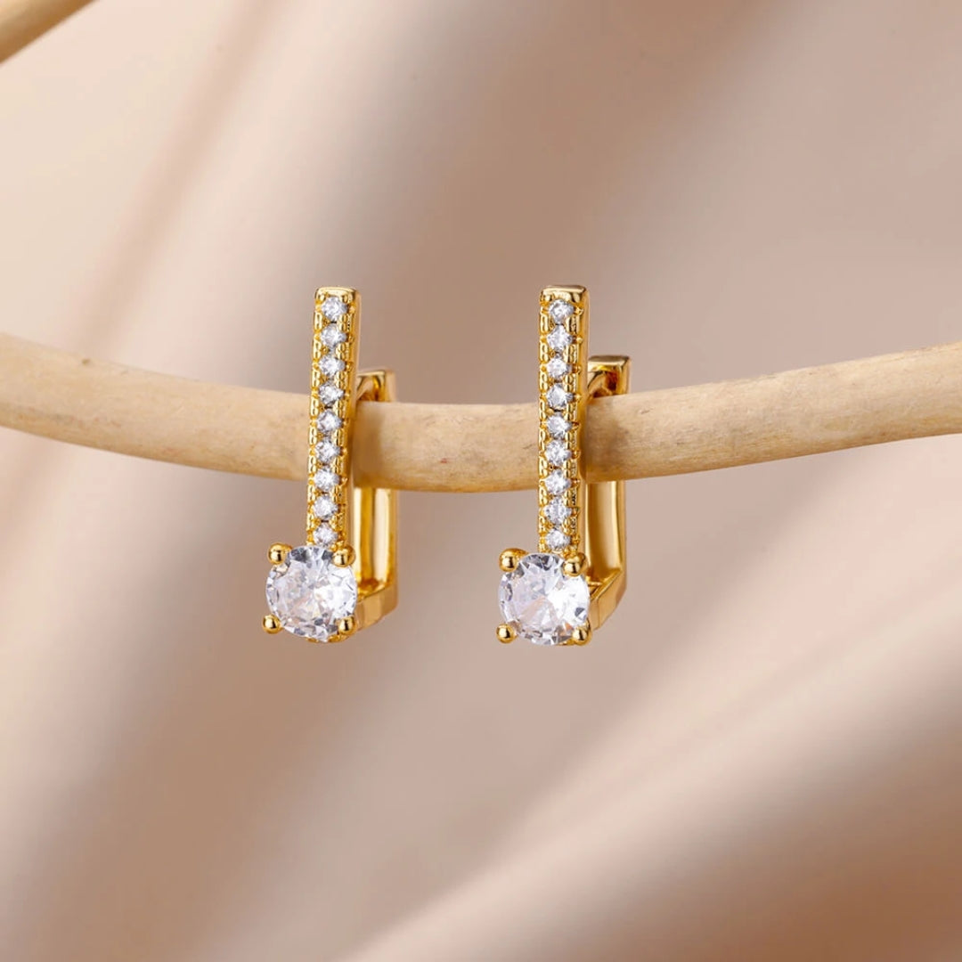 Glamorous Gold-Plated Earrings Adorned with Dazzling Zirconia Sparkle