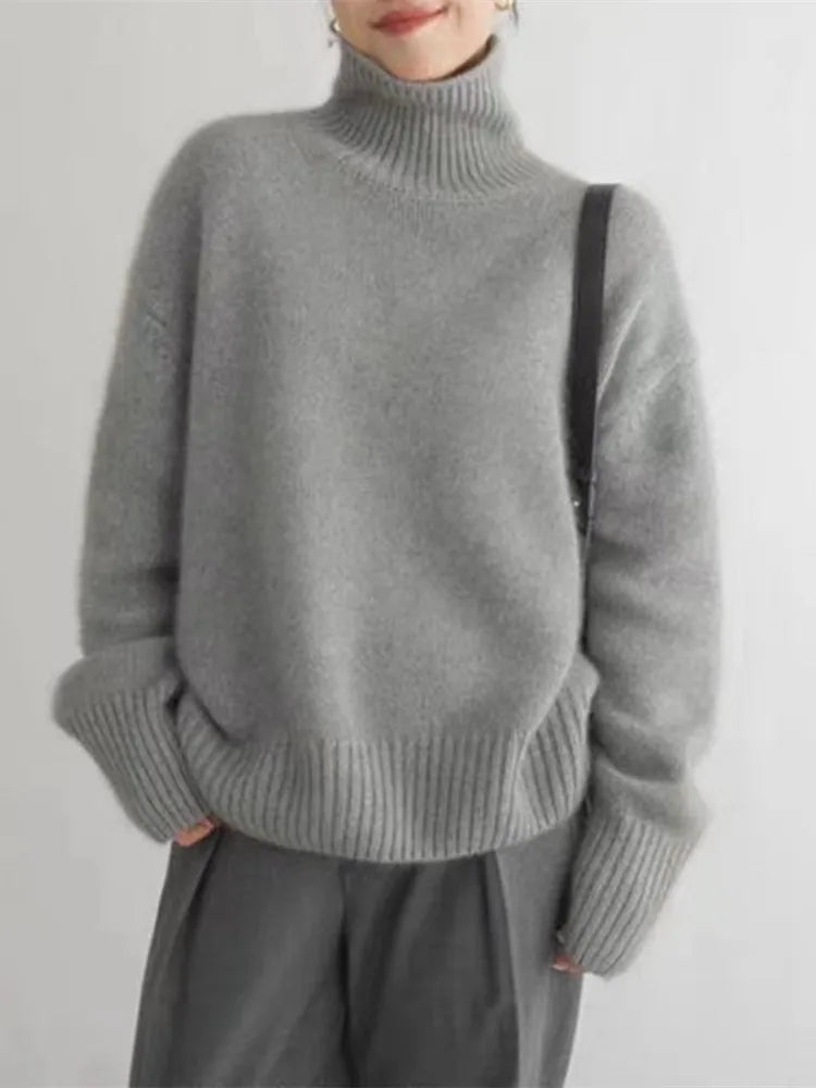 Lena™ – Comfortable, Knitted, Soft Turtleneck Sweater
