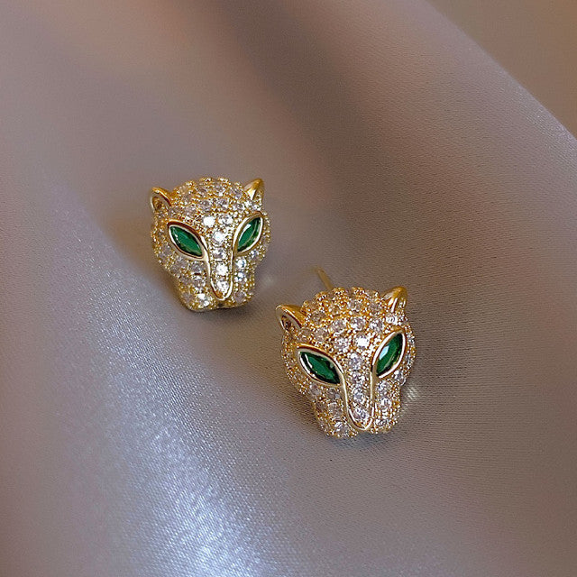 Glittering Golden Leopard Earrings