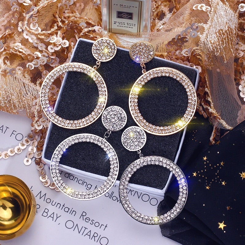 Stunning Radiant Gold and Silver Zirconia Earrings