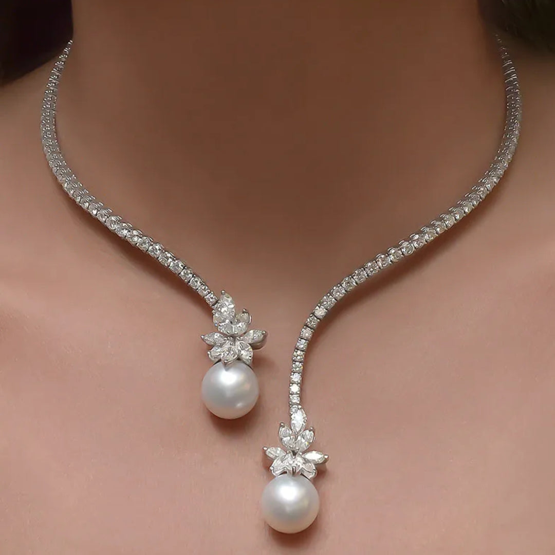 Gleaming Sterling Silver Necklace with Exquisite Pearls β Elegance for Every Occasion!