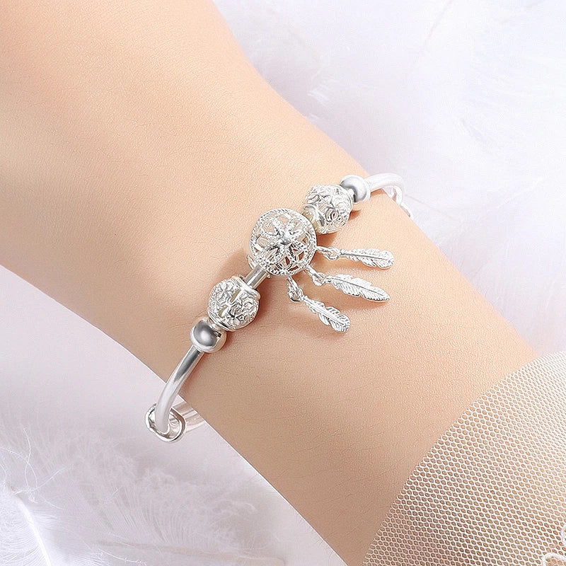 Adjustable Dreamcatcher Bracelet made of high-quality 925 Silver