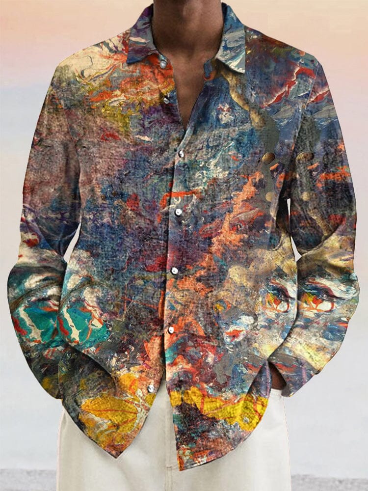Vintage Printed Cotton Linen Shirt