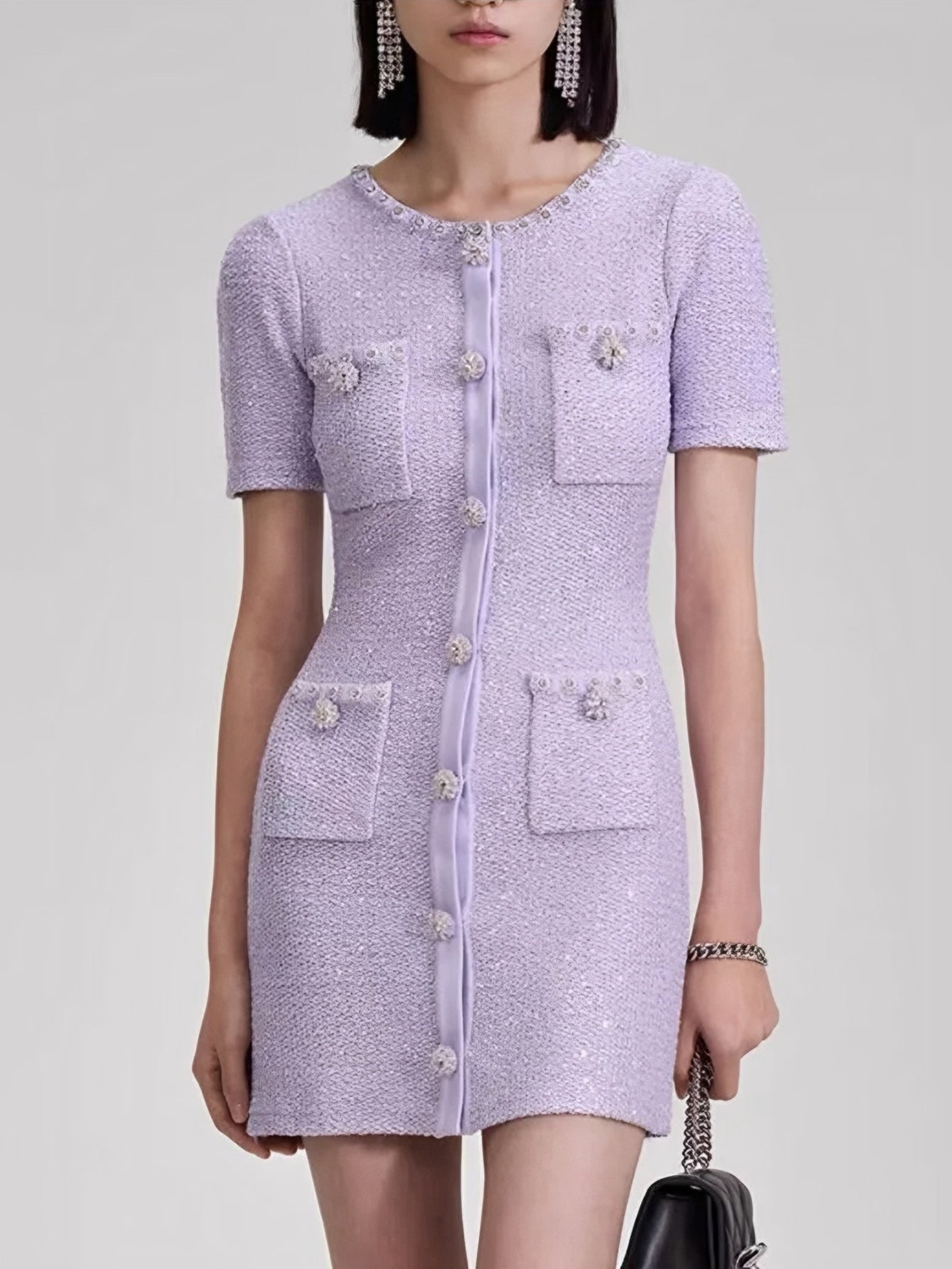 Elegant Vintage Tweed Mini Dress