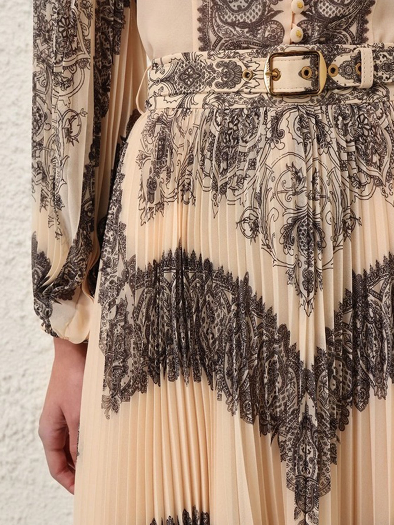 Elegant Printed Pleated Dress Set