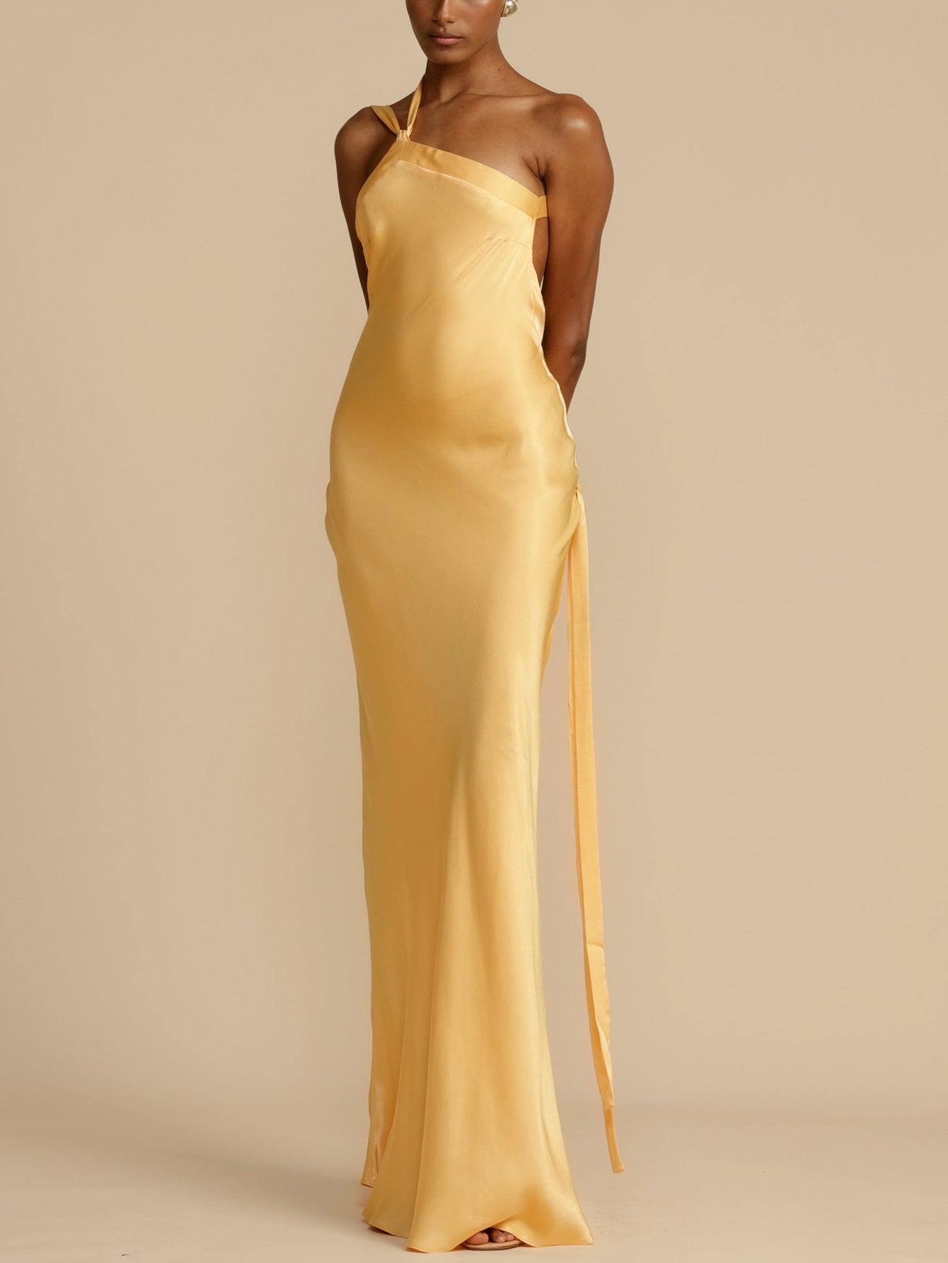 Satin Backless Tie Elegant Long Dress
