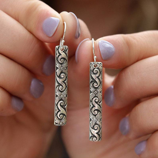 Chic Rectangular Boho Earrings Crafted from Premium Sterling Silver