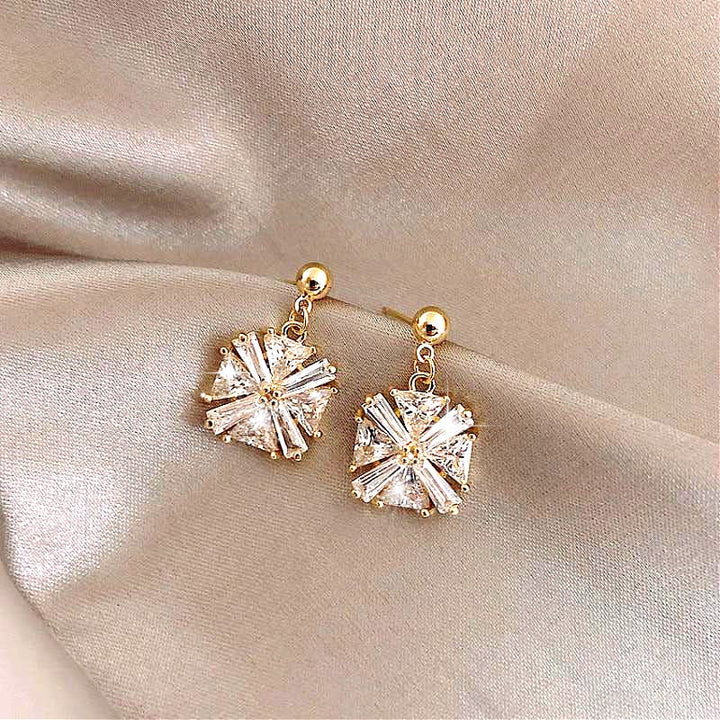 Stunning Gold Earrings Adorned with Dazzling Cubic Zirconia Gems