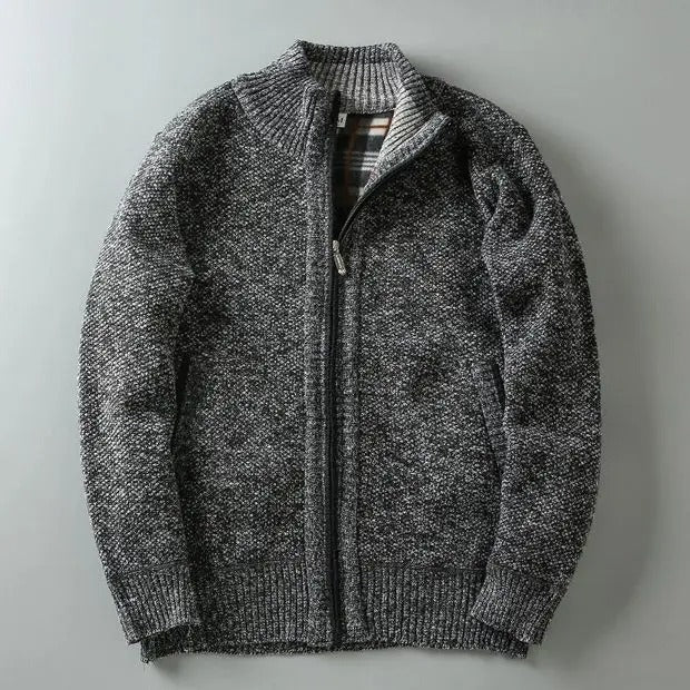 Harrison Plaid-Lined Knit Jacket