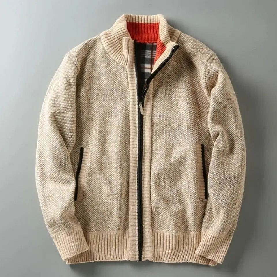Harrison Plaid-Lined Knit Jacket