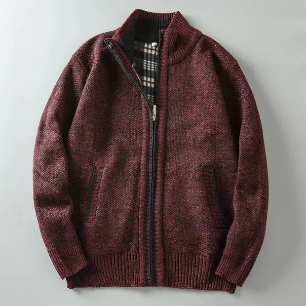 Harrison Plaid-Lined Knit Jacket