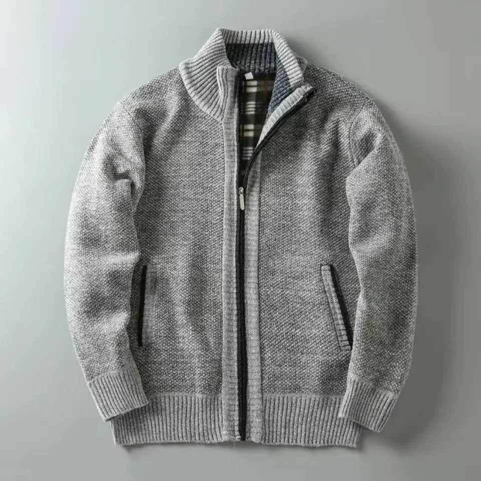 Harrison Plaid-Lined Knit Jacket