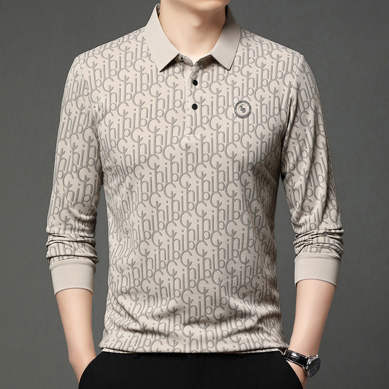Men's Letter Print Lapel Long Sleeve Shirt(50% OFF)