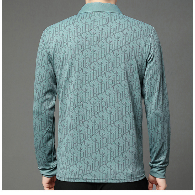 Men's Letter Print Lapel Long Sleeve Shirt(50% OFF)