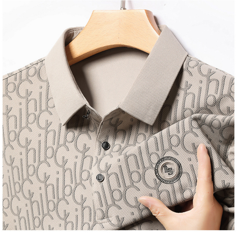 Men's Letter Print Lapel Long Sleeve Shirt(50% OFF)