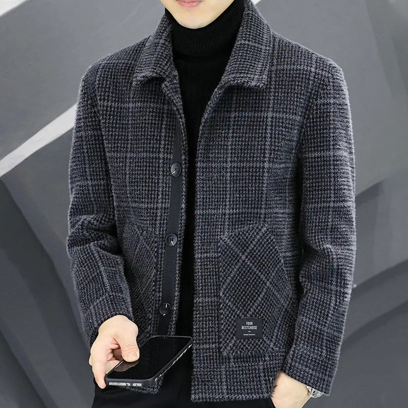 ✨New Arrival✨Men's Fashion Plaid Warm Lapel Jacket(50% OFF)