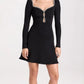 Knit Mini Dress with Crystal Embellished Neckline