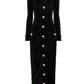 Elegant Midi Dress with Gold Buttons