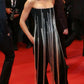 Cascading Chain Tassel Off-The-Shoulder Gown