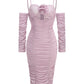 Elegant Mesh Hollow Midi Dress