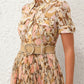 Elegant Floral Pleated Midi Dress