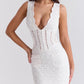 Floral Embroidered Bustier Maxi Dress