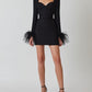 Feather Cuff Mini Dress