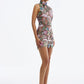 Floral Sequin Embroidered Mini Dress