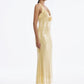 Rose Detail Sequin Backless Slit Hem Maxi Dress