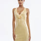 Rose Detail Sequin Backless Slit Hem Maxi Dress