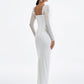 Elegant Sheer Corset Long Sleeve Maxi Dress