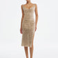 Sequin Grid Bodycon Dress with Slit