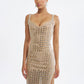 Sequin Grid Bodycon Dress with Slit