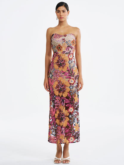 Sequin Embroidered Strapless Gown - Sparkling & Elegant